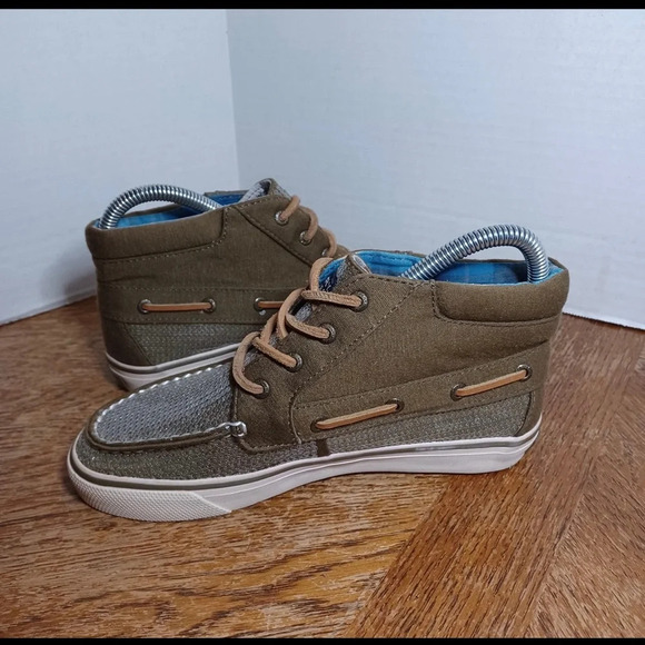 Sperry Womens Top-Sider Shoes Sz 5.5 Sequins Olive Green Hightops Lace Up. - Picture 1 of 9